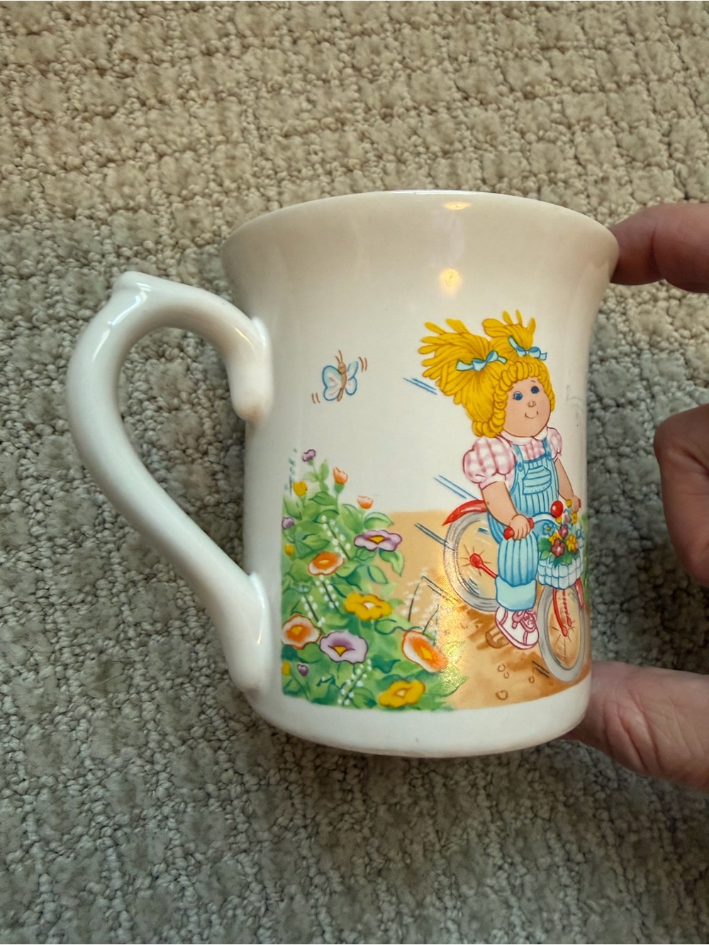Cabbage Patch Kids Coffee Mug picnic bicycle Vintage 1984